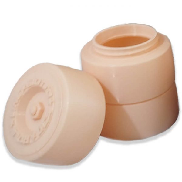 Yerbero desmontado con diseño de ruedas de patín artístico en color beige.
